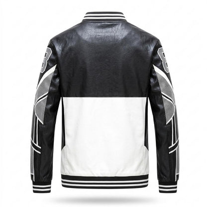 Gentleman Code - Dilul | Gestreifte Gefütterte Lederjacke Herren