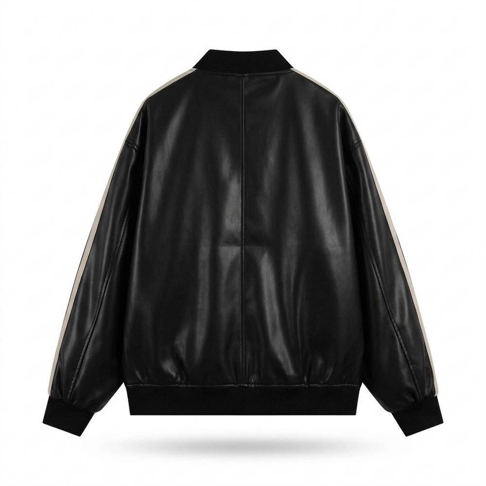 Gentleman Code - Yuzel | Glänzend Gestreift Lederjacke Unisex
