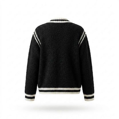 Gentleman Code - Linun | Strukturierte Kontrastierende Strickjacke Damen