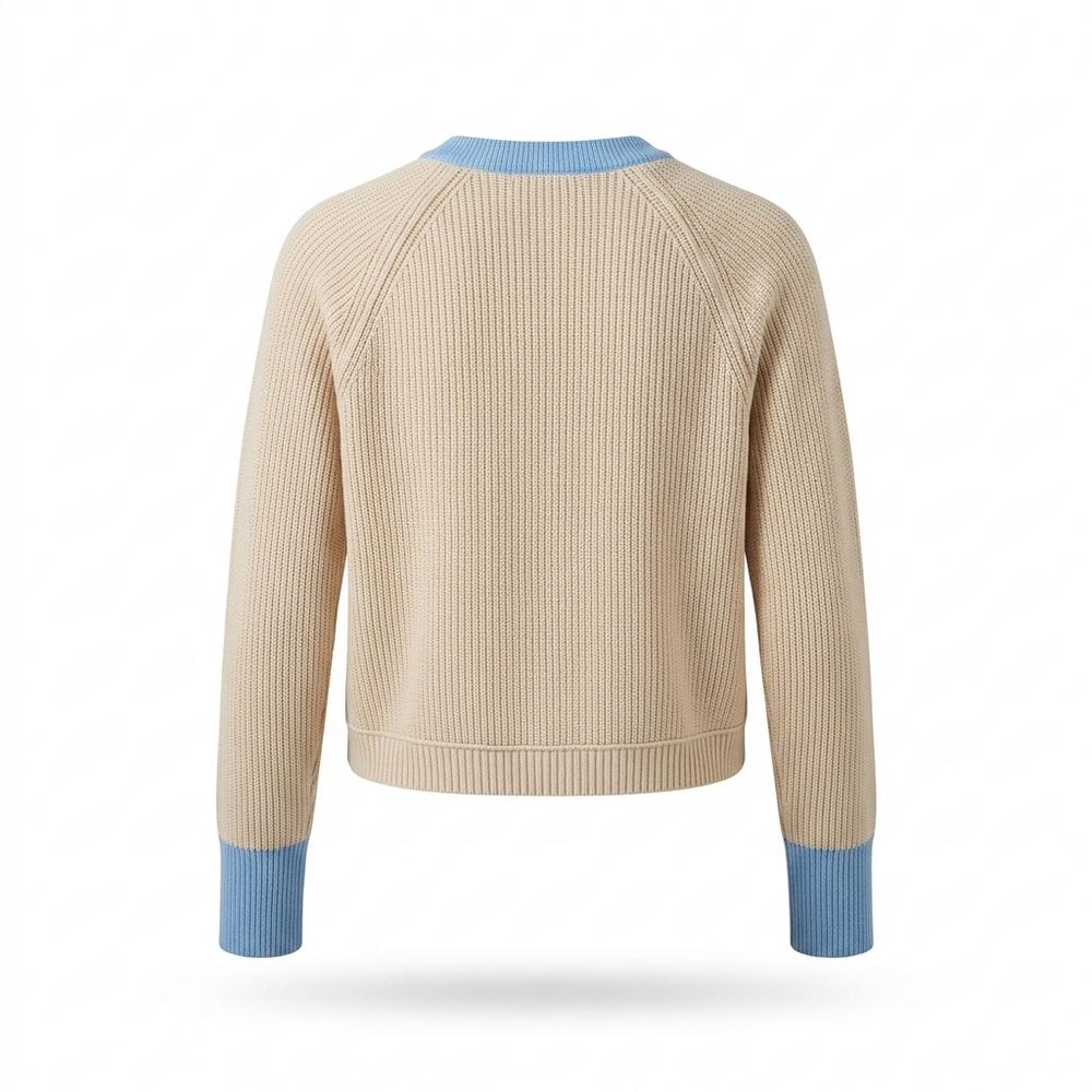 Gentleman Code - Zezet | Kontrastfarbener Gerippter Cardigan Damen