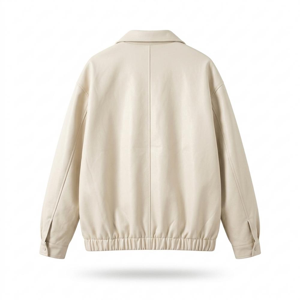 Gentleman Code - Daded | Unifarbene Weit Geschnittene Lederjacke Herren