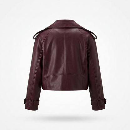 Gentleman Code - Yewel | Weit Geschnittene Breit-Kragige Lederjacke Damen