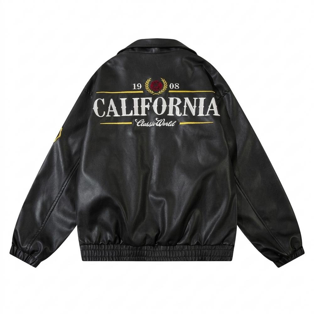 Gentleman Code - Caput | Bestickte Weitgeschnittene Lederjacke Unisex