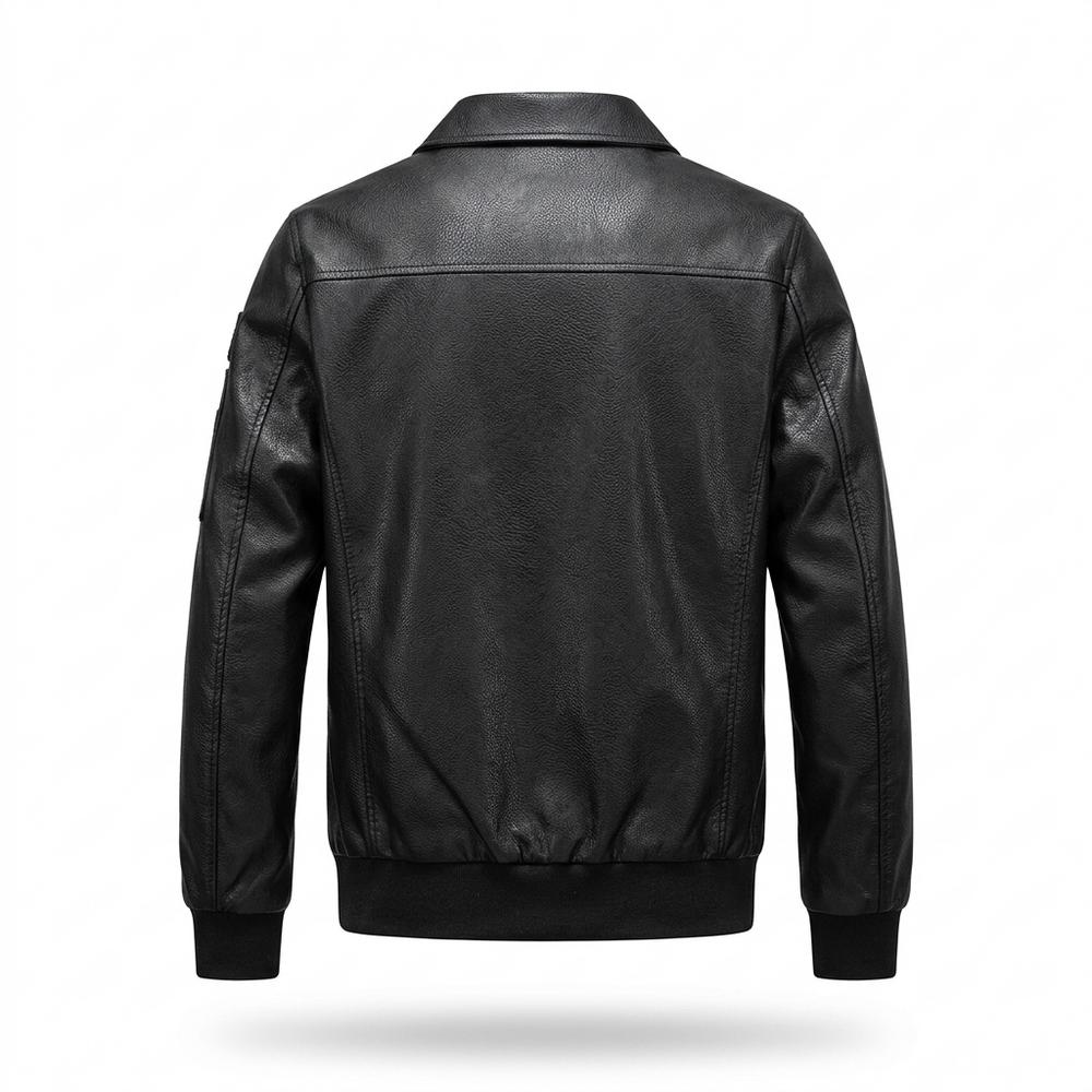 Gentleman Code - Vusil | Applizierte Langärmelige Lederjacke Herren