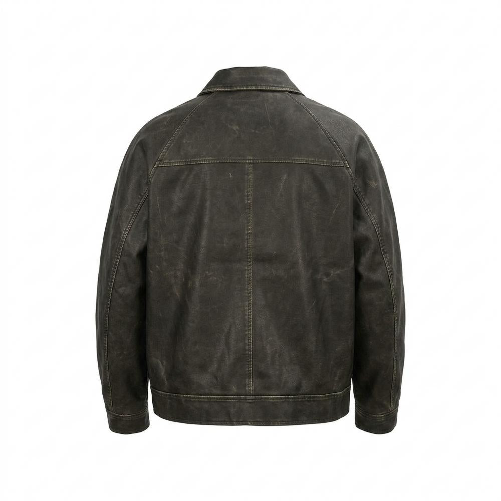 Gentleman Code - Vosal | Gewaschene Geknöpfte Lederjacke Unisex