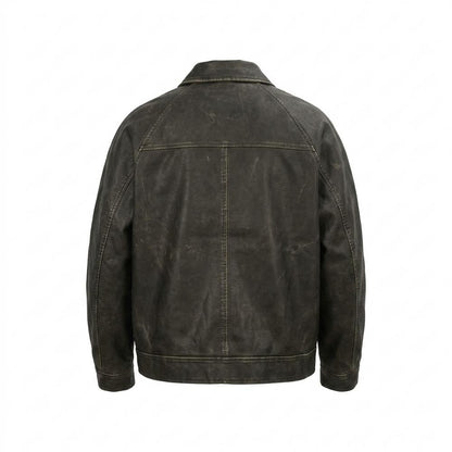 Gentleman Code - Vosal | Gewaschene Geknöpfte Lederjacke Unisex