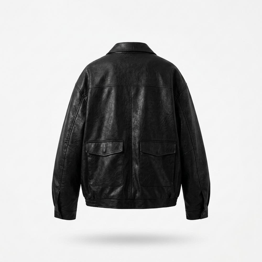 Gentleman Code - Rolav | Strukturiert Gefüttert Lederjacke Unisex