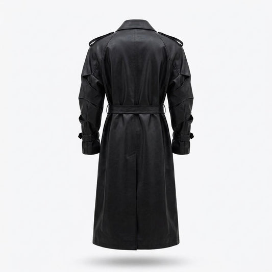 Gentleman Code - Vapak | Doppelreihiger Gegürteter Ledermantel Unisex