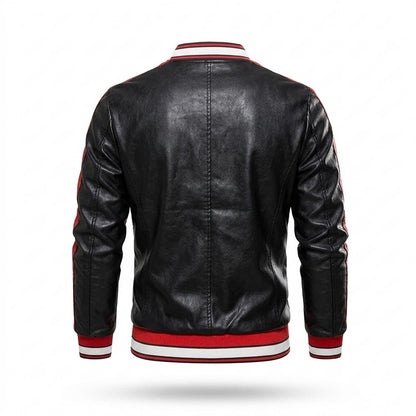 Gentleman Code - Memov | Farblich Abgesetzt Körpernah Lederjacke Herren