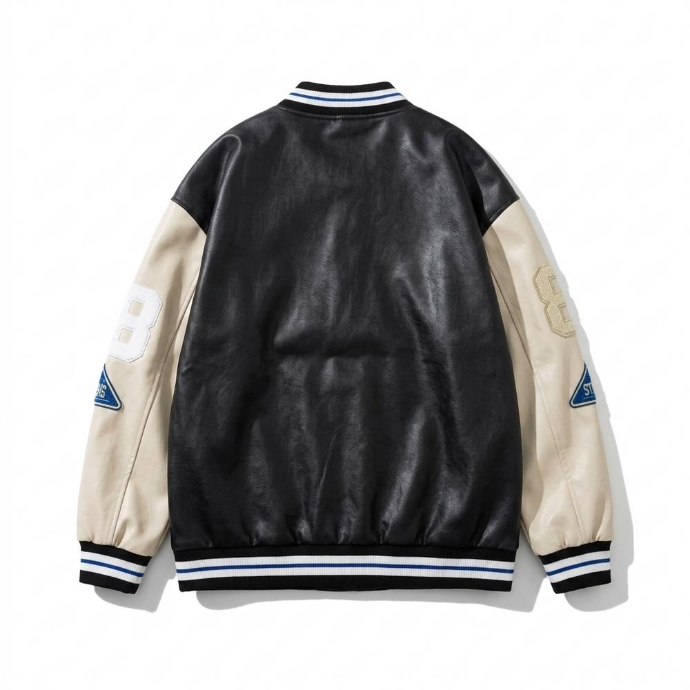 Gentleman Code - Aozer | Bestickte Geknöpfte Lederjacke Unisex
