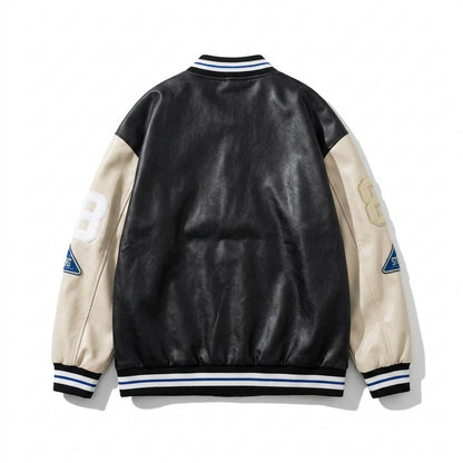 Gentleman Code - Aozer | Bestickte Geknöpfte Lederjacke Unisex