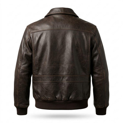 Gentleman Code - Kapov | Gefütterte Gerippte Lederjacke Herren