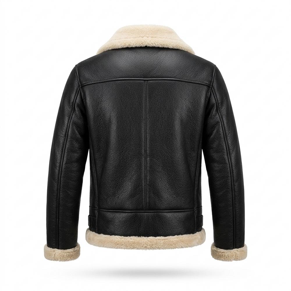 Gentleman Code - Kunov | Breitkragige Gefütterte Lederjacke Herren