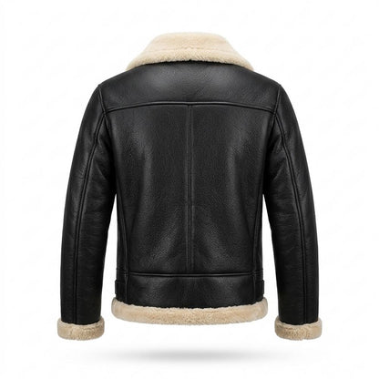 Gentleman Code - Kunov | Breitkragige Gefütterte Lederjacke Herren