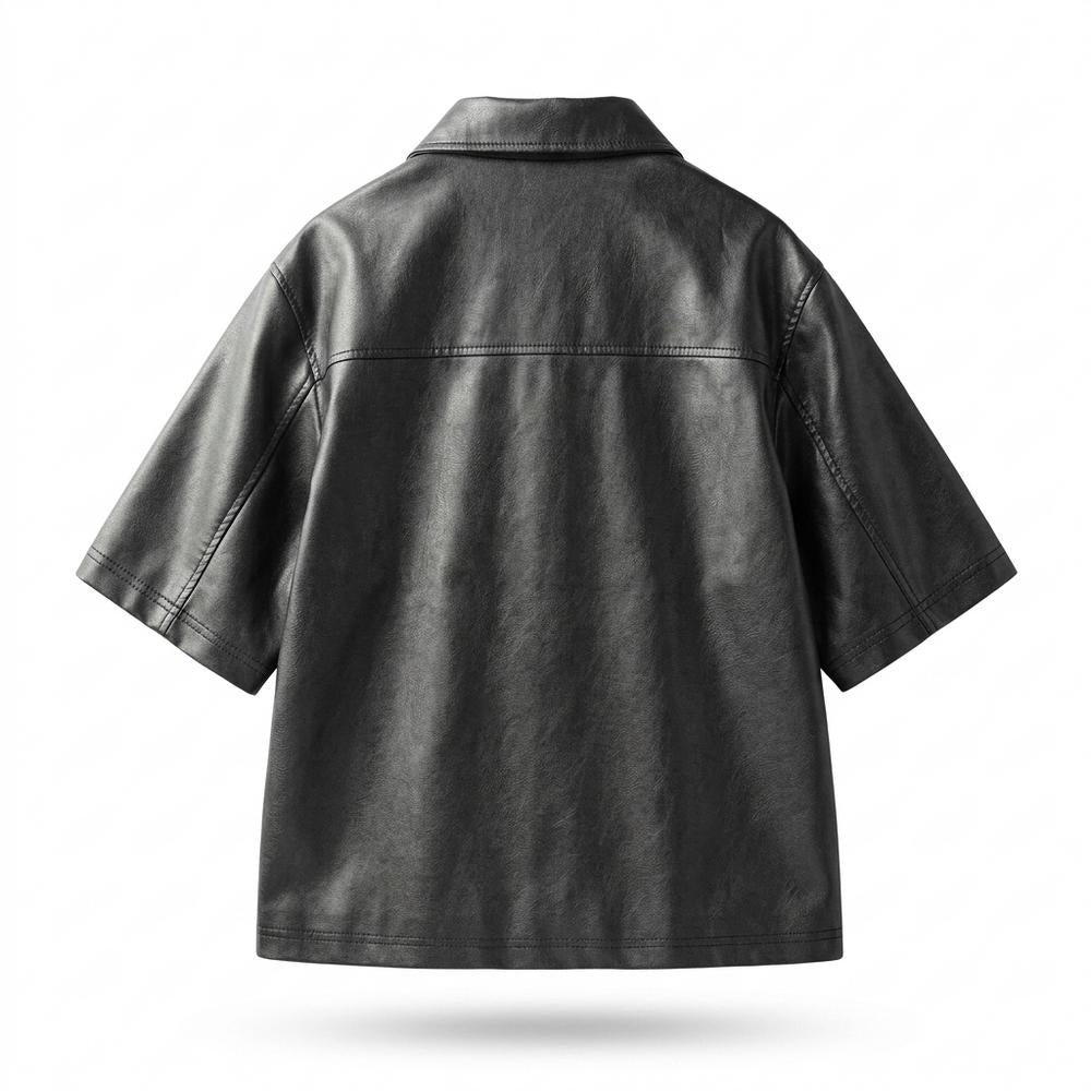 Gentleman Code - Civus | Kurzärmlige Glatte Lederjacke Herren