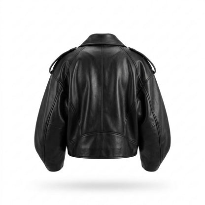 Gentleman Code - Yulim | Weit Geschnitten Gepufft Lederjacke Damen