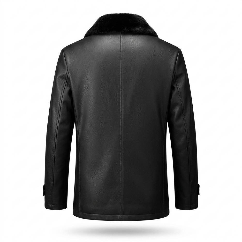 Gentleman Code - Vufod | Gefütterte Geknöpfte Lederjacke Herren