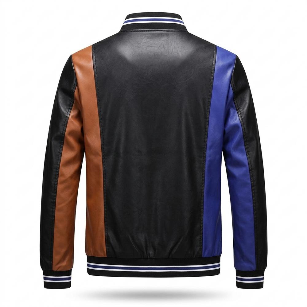 Gentleman Code - Mafuk | Mehrfarbige Kurzgeschnittene Lederjacke Herren