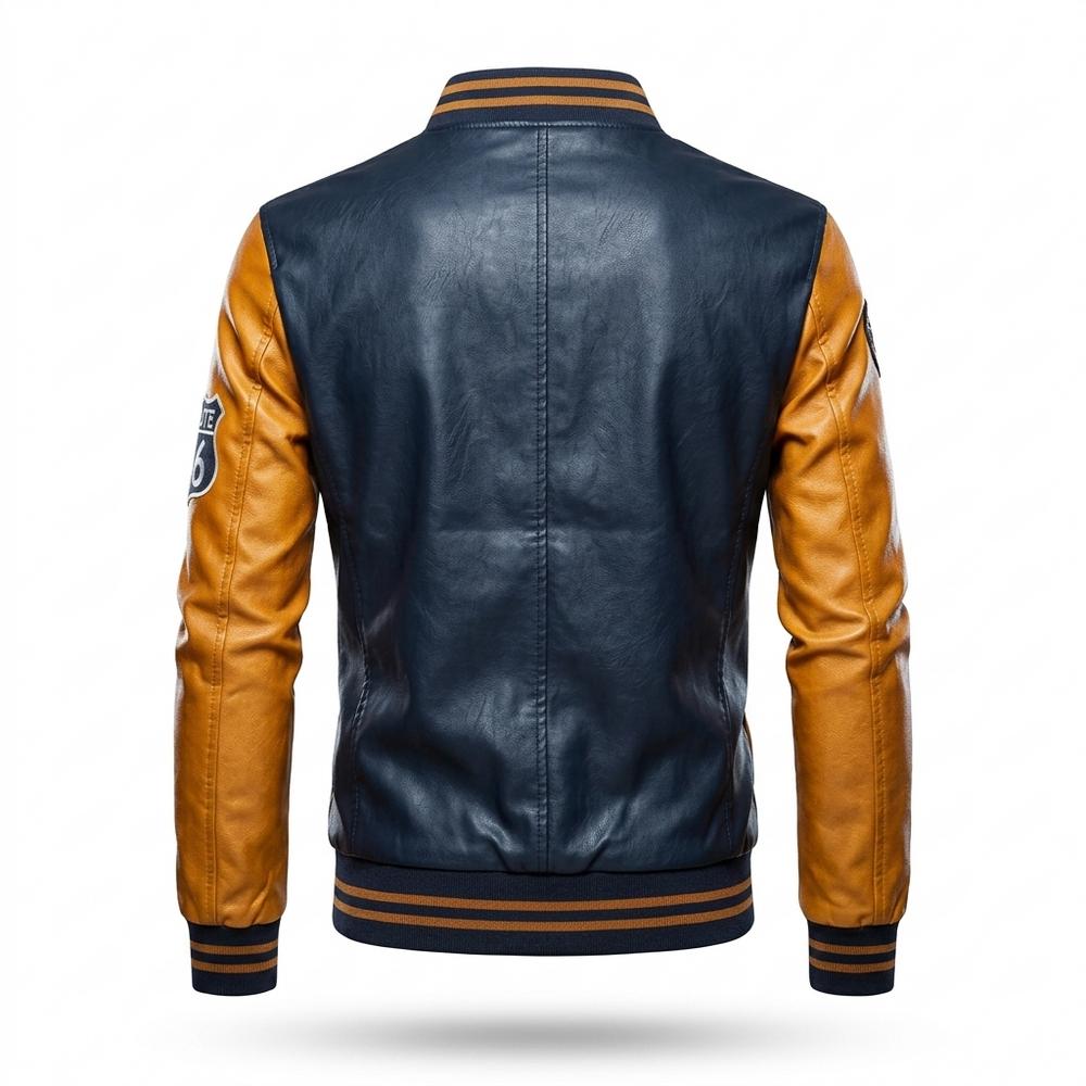 Gentleman Code - Ruwen | Bestickt Geknöpft Lederjacke Herren
