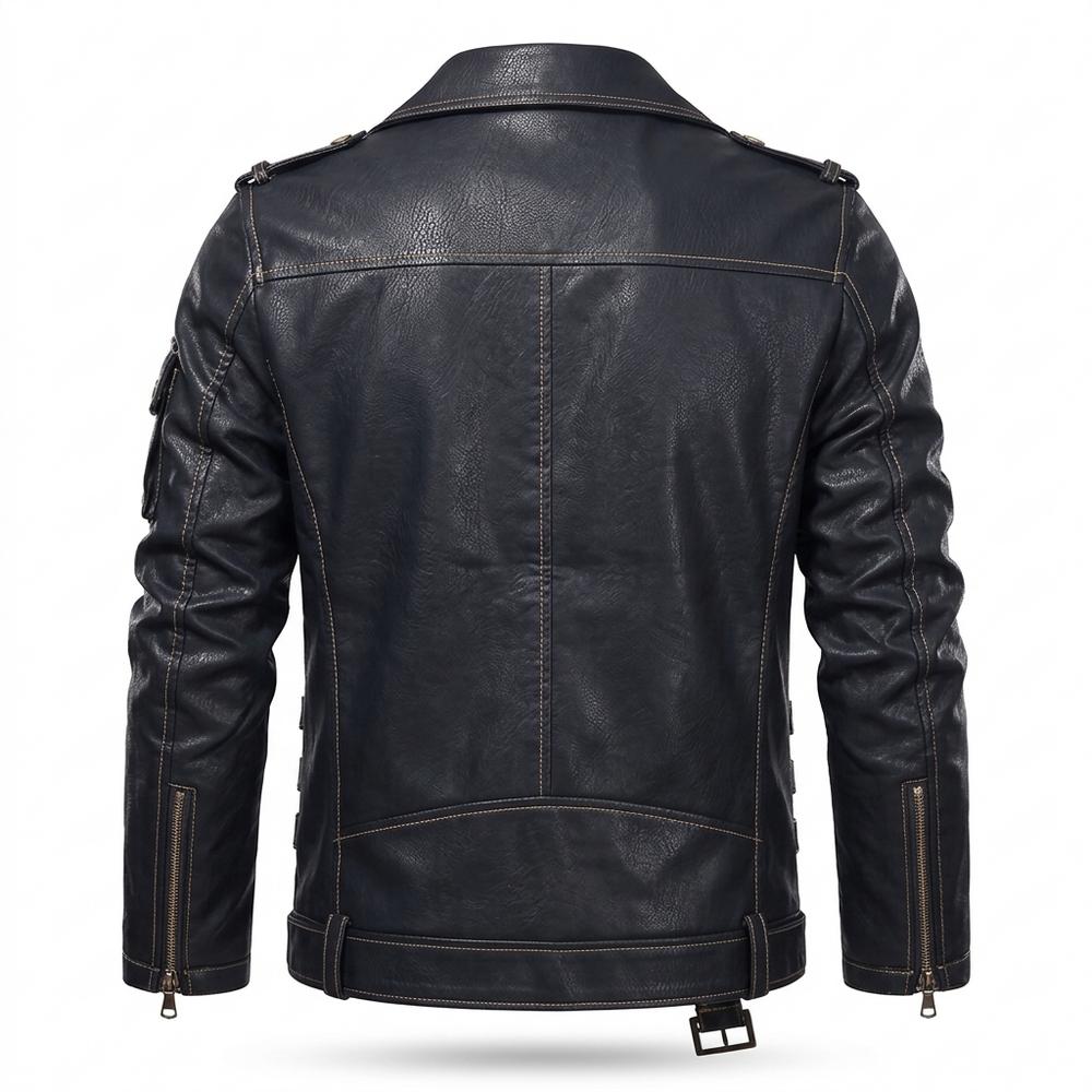 Gentleman Code - Talin | Asymmetrisch Gegürtelt Lederjacke Herren