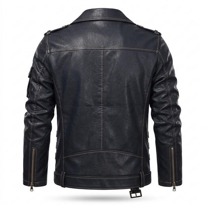 Gentleman Code - Talin | Asymmetrisch Gegürtelt Lederjacke Herren