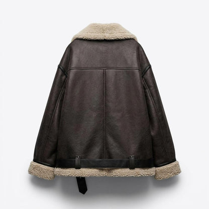 Gentleman Code - Liwod | Gefütterte Weite Lederjacke Damen