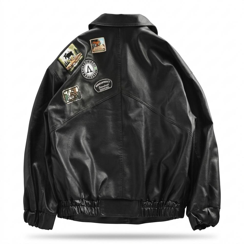 Gentleman Code - Mitin | Bestickt Glatt Lederjacke Herren