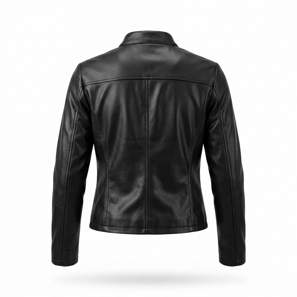 Gentleman Code - Tewuv | Kragenlos Tailliert Lederjacke Damen