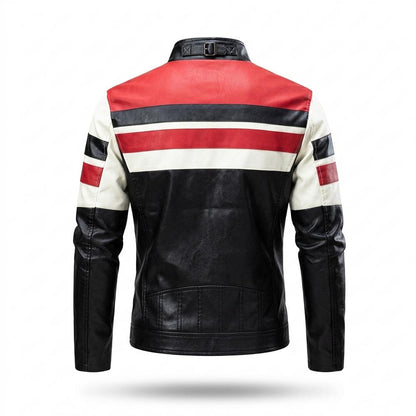 Gentleman Code - Civom | Gestreift Tailliert Lederjacke Herren