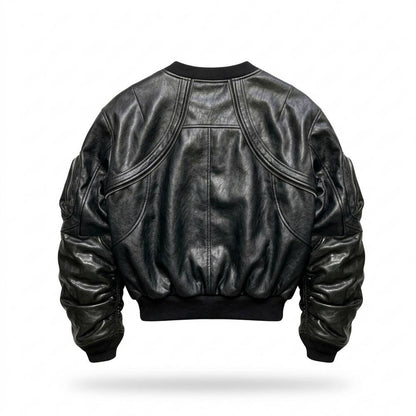 Gentleman Code - Yizek | Geraffte Strukturierte Lederjacke Unisex