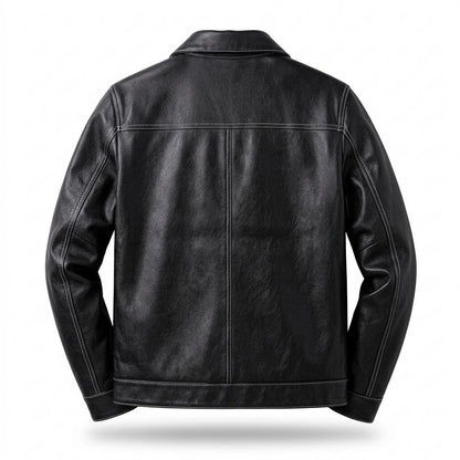 Gentleman Code - Kezul | Kontrastgesteppt Geknöpft Lederjacke Herren