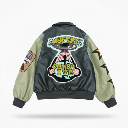 Gentleman Code - Eamok | Gepatcht Zweifarbig Lederjacke Unisex