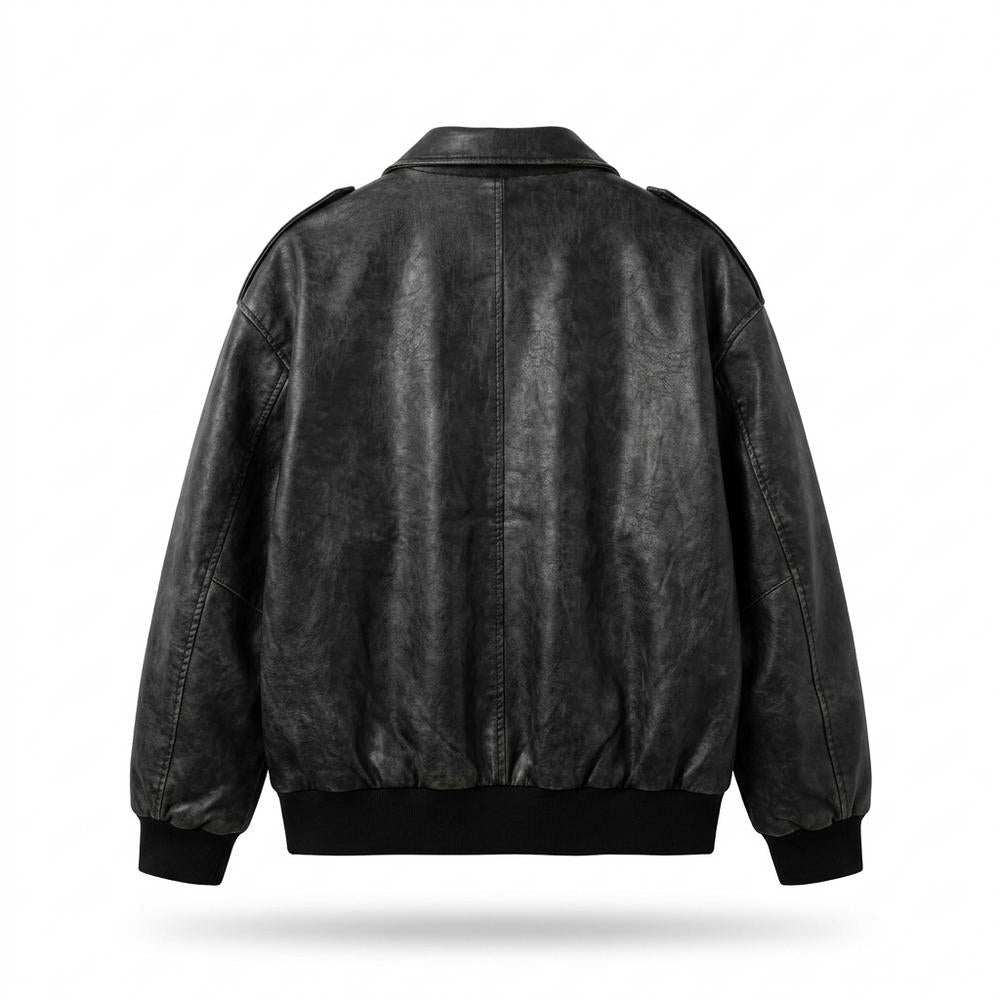 Gentleman Code - Vevan | Gefütterte Gerippte Lederjacke Herren