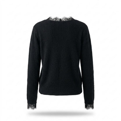 Gentleman Code - Mutud | Langärmlige Spitzenbesetzte Strickjacke Damen