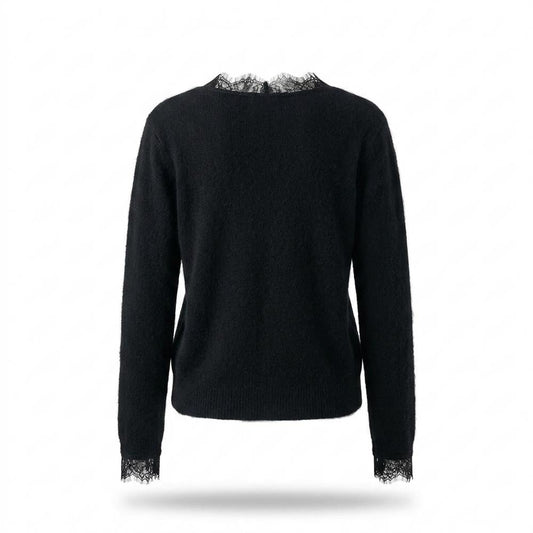 Gentleman Code - Mutud | Langärmlige Spitzenbesetzte Strickjacke Damen