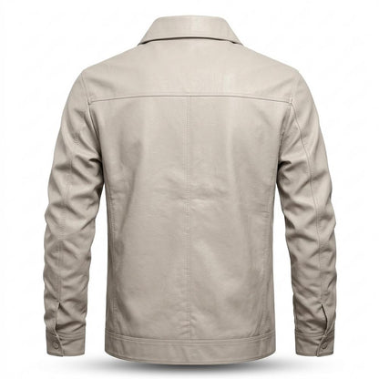 Gentleman Code - Nezad | Geknöpft Glatt Lederjacke Herren