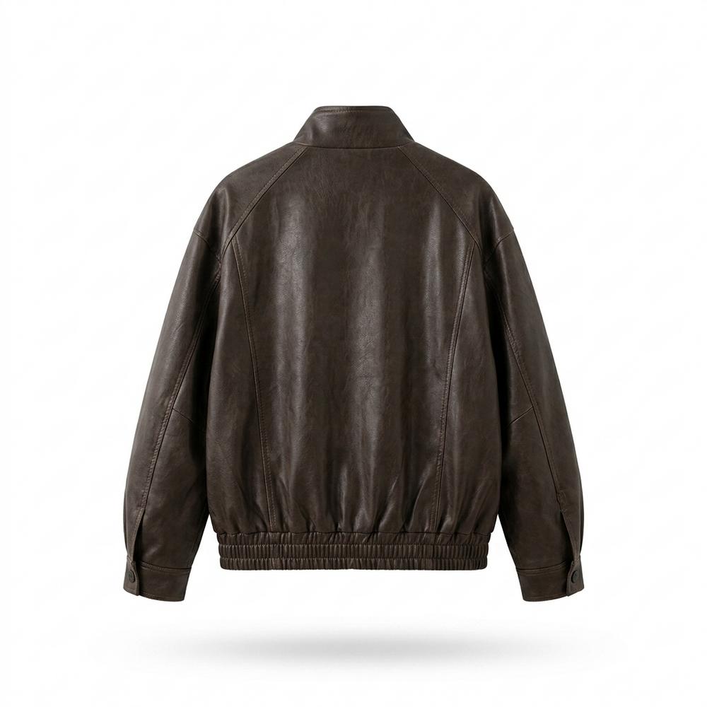 Gentleman Code - Eefiv | Oversized Reißverschluss Lederjacke Damen