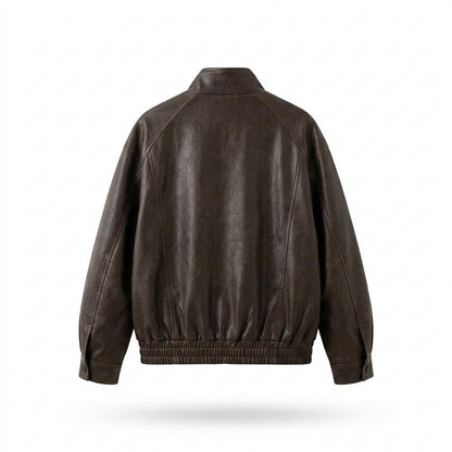 Gentleman Code - Eefiv | Oversized Reißverschluss Lederjacke Damen
