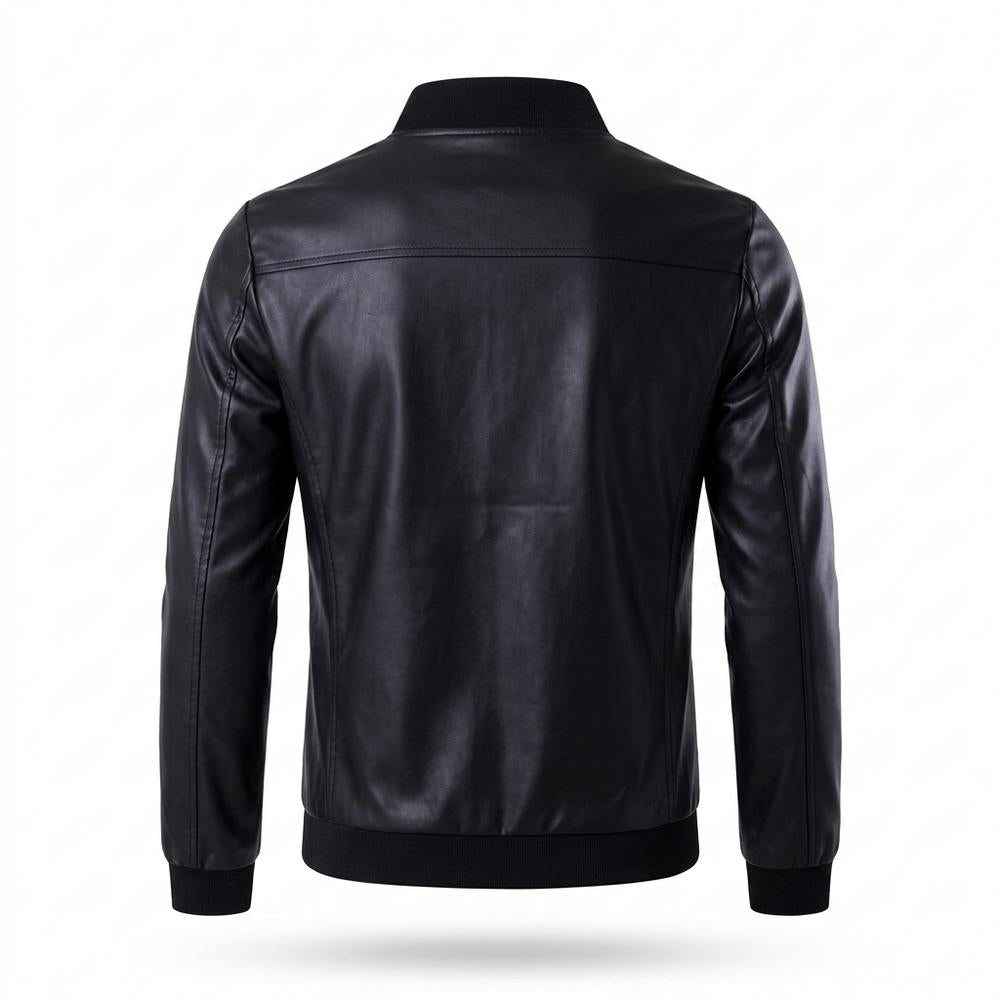 Gentleman Code - Zesev | Glatte Gefütterte Lederjacke Herren