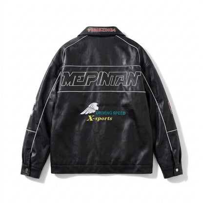 Gentleman Code - Dupok | Bestickt Geknöpft Lederjacke Unisex