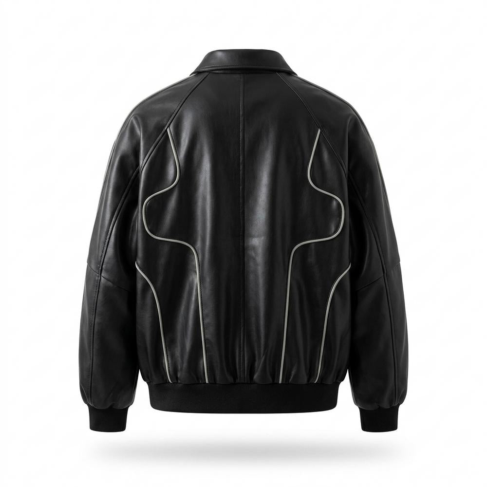 Gentleman Code - Kodet | Oversized Paspelierte Lederjacke Herren
