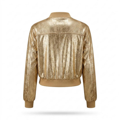 Gentleman Code - Munim | Metallische Kurzgeschnittene Jacke Damen