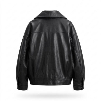 Gentleman Code - Zelid | Weit Geschnittene Blousonartige Lederjacke Unisex