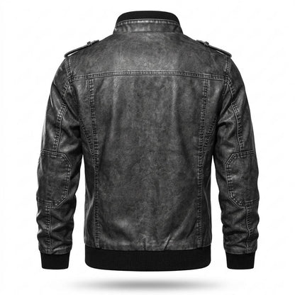 Gentleman Code - Momen | Gefütterte Stehkragen Lederjacke Herren
