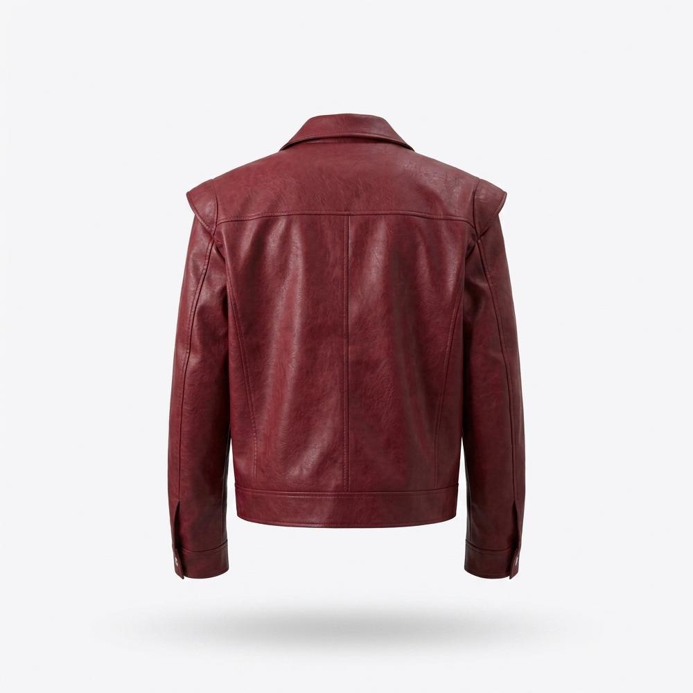 Gentleman Code - Cower | Glatte Geknöpfte Lederjacke Herren