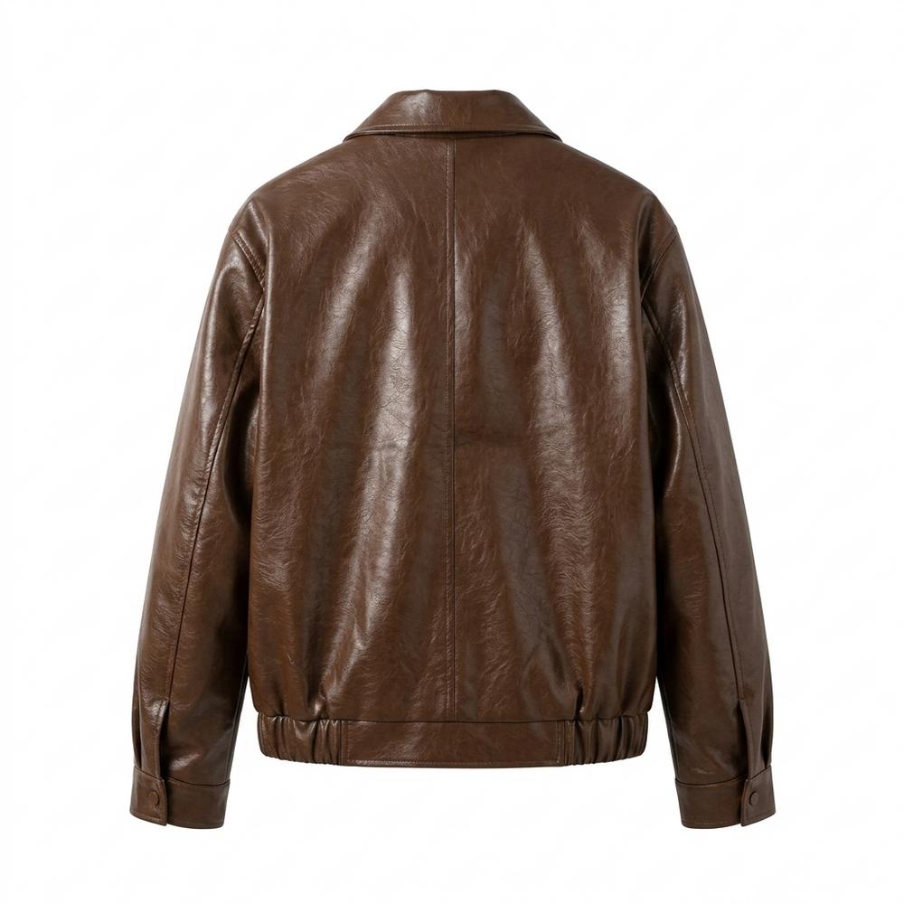 Gentleman Code - Lamin | Gefütterte Glänzende Lederjacke Herren