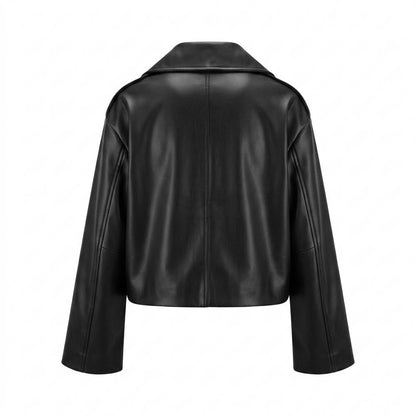 Gentleman Code - Cisin | Kurze Zweireihige Lederjacke Damen