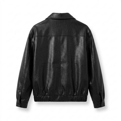 Gentleman Code - Yubid | Reißverschluss Umlegekragen Lederjacke Unisex