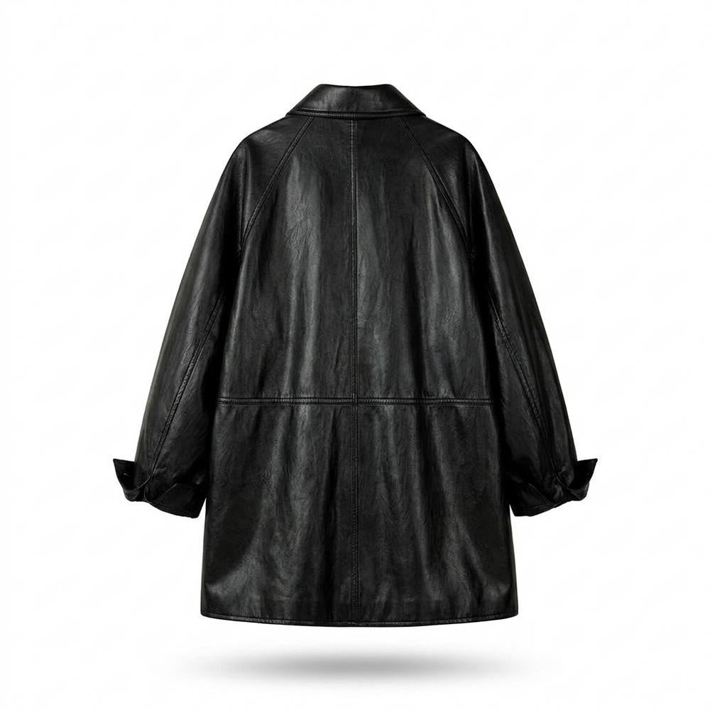 Gentleman Code - Eedan | Geknöpft Oversized Ledermantel Unisex