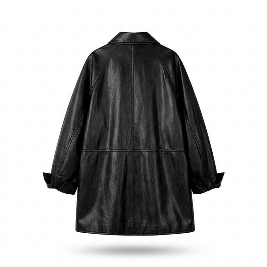 Gentleman Code - Eedan | Geknöpft Oversized Ledermantel Unisex